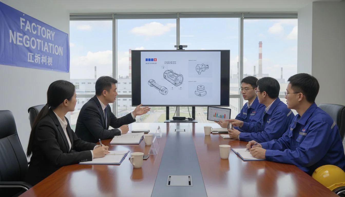 business meeting with chinese factory representative