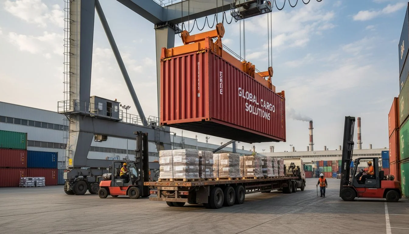 shipping container loading at factory