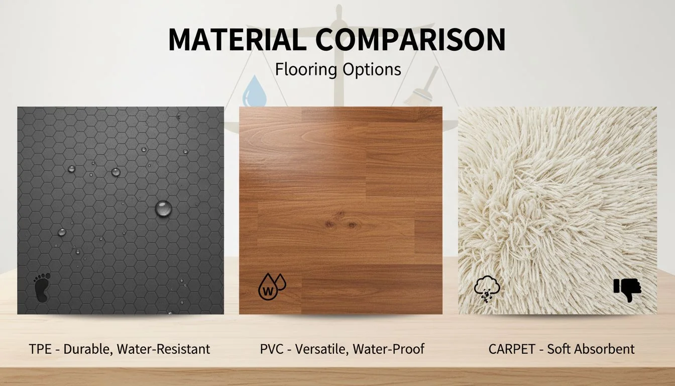 comparison of tpe pvc and carpet materials